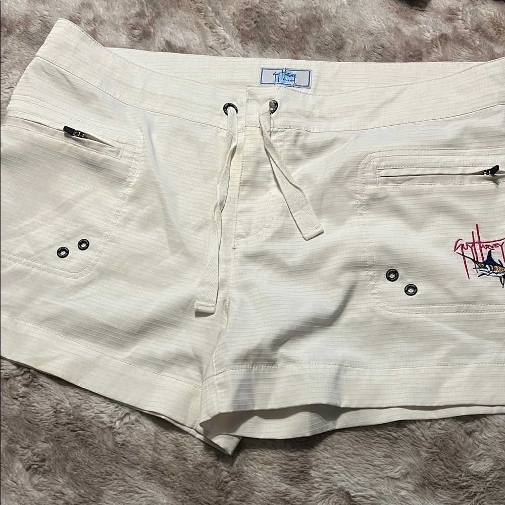 Guy Harvey White Athletic Shorts with Drawstring